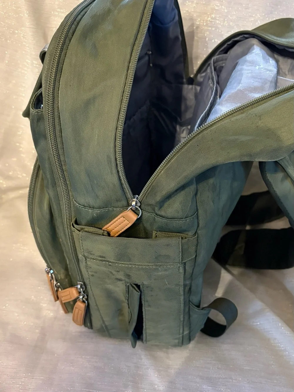 RUVALINO Multifunction Travel Diaper Bag Backpack - Olive / Army Green